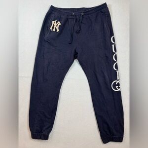 Navy Blue Gucci x MLB NY Yankees jogger pants